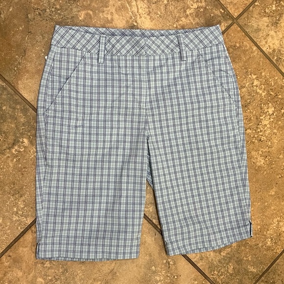 Puma Light Blue/White/Navy Plaid Bermuda Shorts - Picture 9 of 12